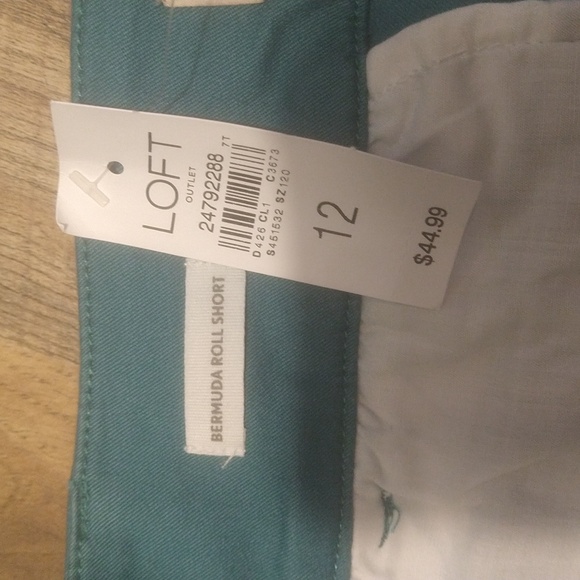 LOFT Bermuda Roll Shorts Teal Mid-Length Shorts New - Picture 8 of 10